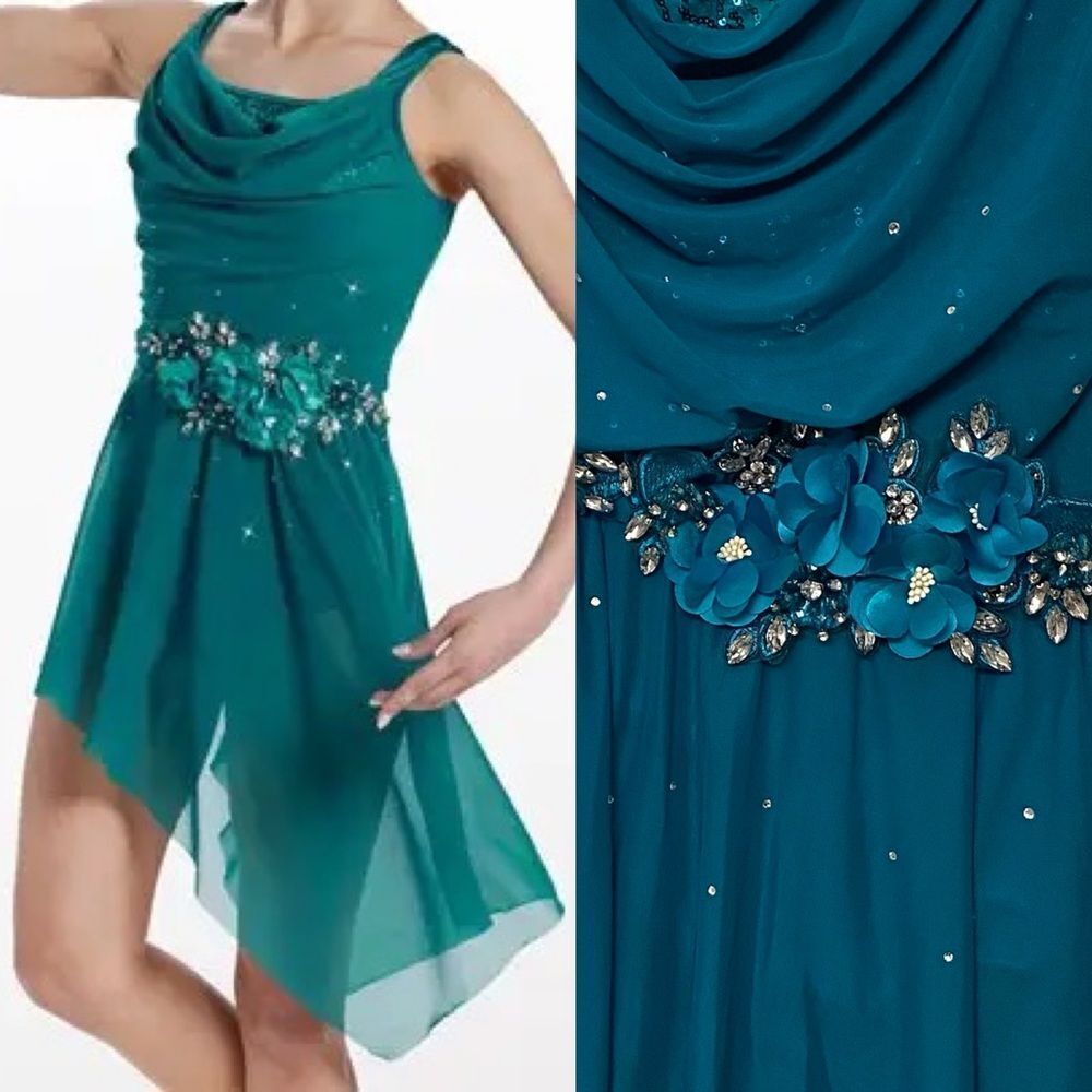 WEISSMAN solo Dance Costume lyrical aqua blue teal Original 16695 LA-Large adult